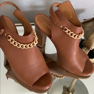 Coach brown open toe bootie 7.5